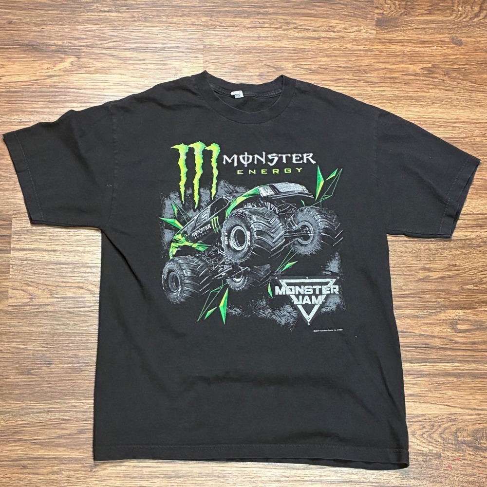 2017 Monster Energy Monster Jam Monster Truck Black Graphic T-Shirt Mens L